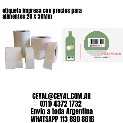 etiqueta impresa con precios para alimentos 20 x 50Mm