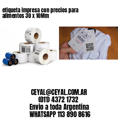etiqueta impresa con precios para alimentos 30 x 10Mm