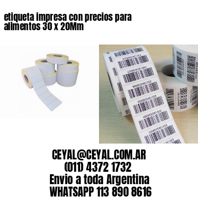 etiqueta impresa con precios para alimentos 30 x 20Mm