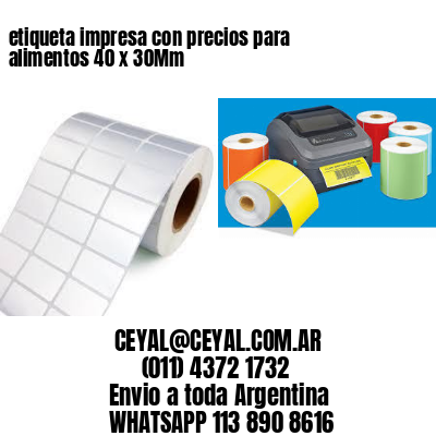 etiqueta impresa con precios para alimentos 40 x 30Mm