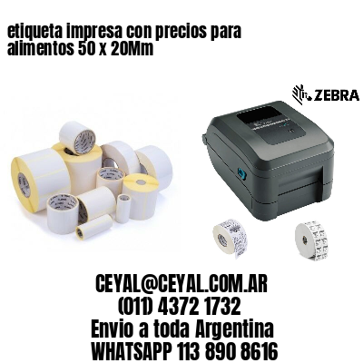 etiqueta impresa con precios para alimentos 50 x 20Mm