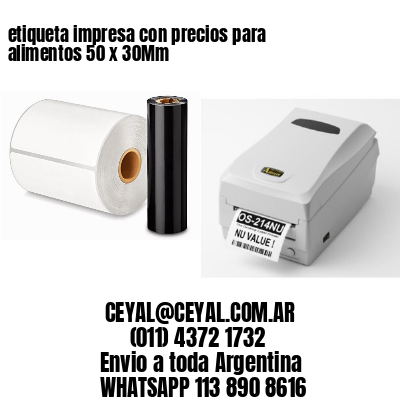 etiqueta impresa con precios para alimentos 50 x 30Mm