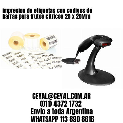 impresion de etiquetas con codigos de barras para frutos citricos 20 x 20Mm