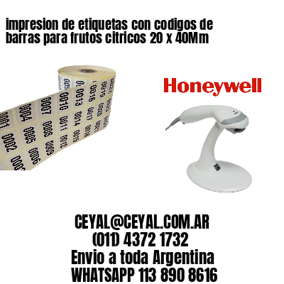 impresion de etiquetas con codigos de barras para frutos citricos 20 x 40Mm