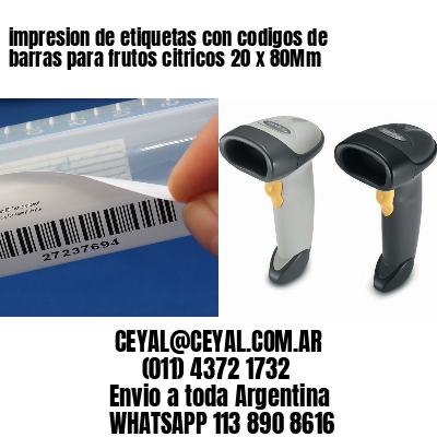 impresion de etiquetas con codigos de barras para frutos citricos 20 x 80Mm