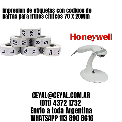 impresion de etiquetas con codigos de barras para frutos citricos 70 x 20Mm