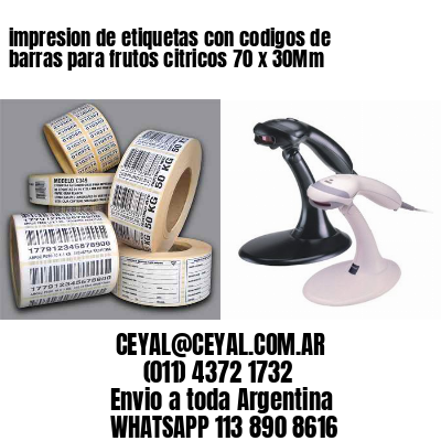 impresion de etiquetas con codigos de barras para frutos citricos 70 x 30Mm