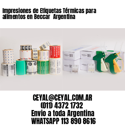 Impresiones de Etiquetas Térmicas para alimentos en Beccar  Argentina