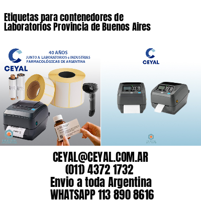 Etiquetas para contenedores de Laboratorios Provincia de Buenos Aires