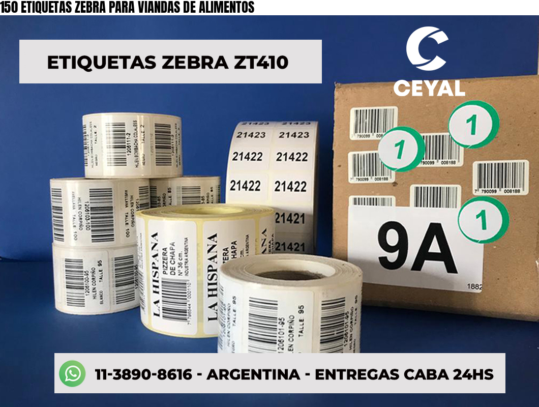 150 ETIQUETAS ZEBRA PARA VIANDAS DE ALIMENTOS