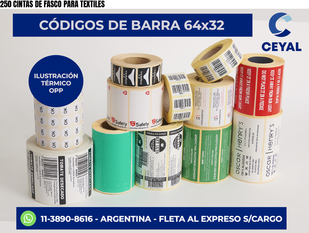 250 CINTAS DE FASCO PARA TEXTILES