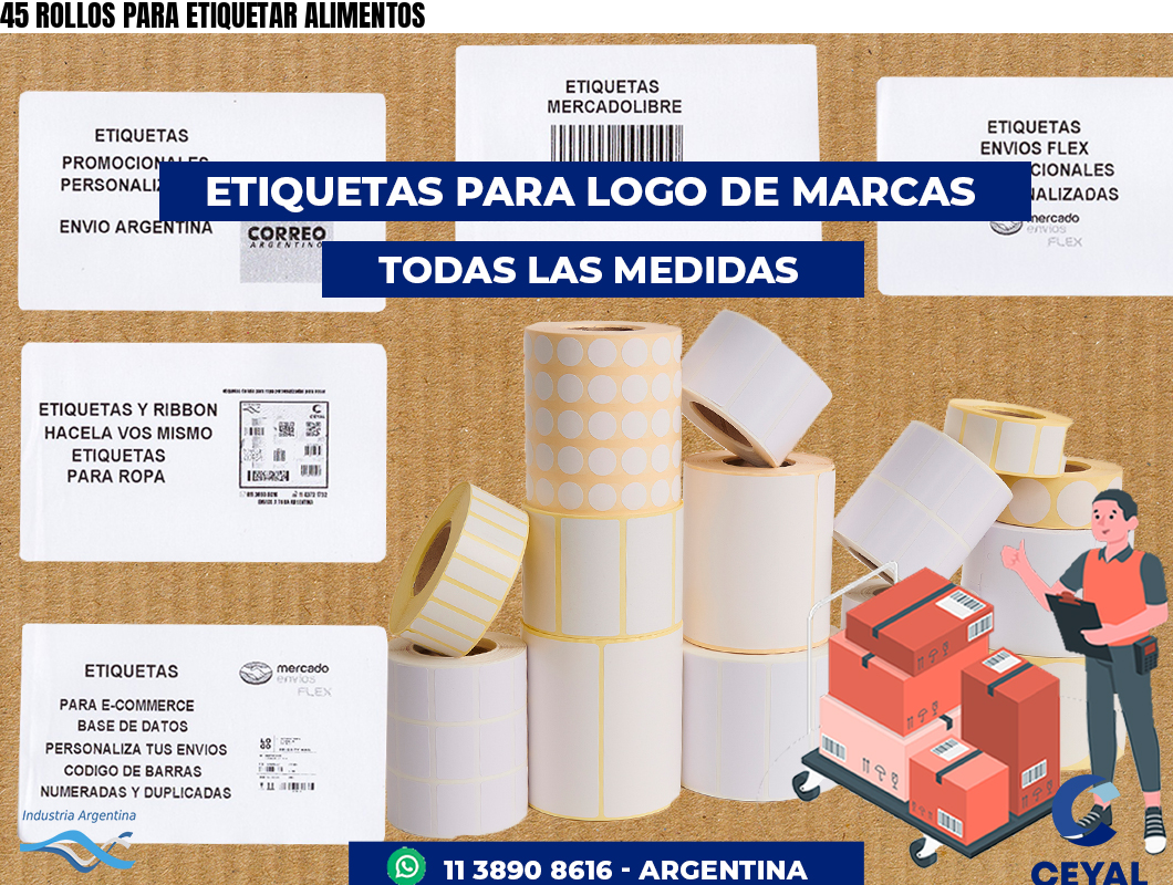 45 ROLLOS PARA ETIQUETAR ALIMENTOS