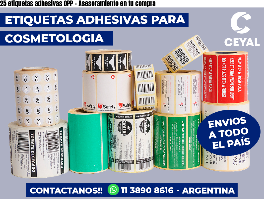 25 etiquetas adhesivas OPP - Asesoramiento en tu compra