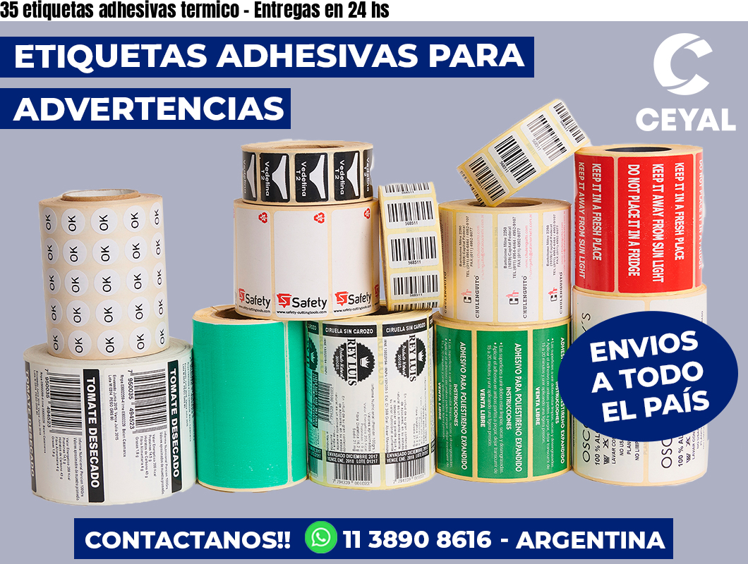 35 etiquetas adhesivas termico – Entregas en 24 hs