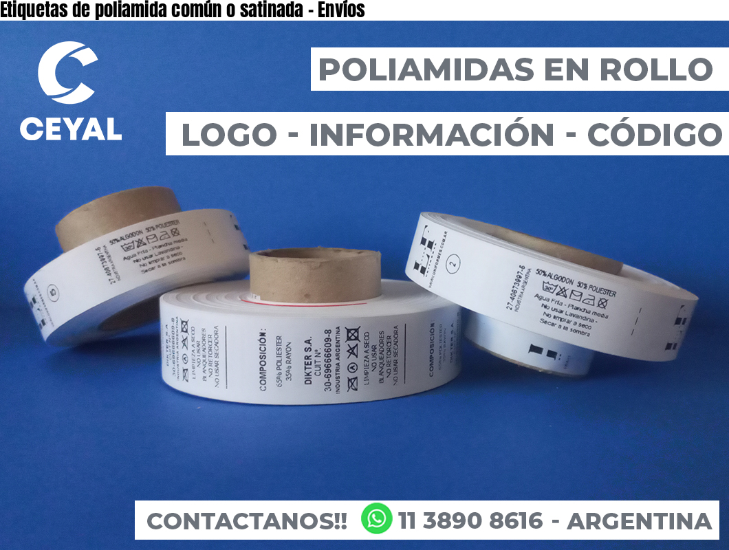 Etiquetas de poliamida común o satinada - Envíos