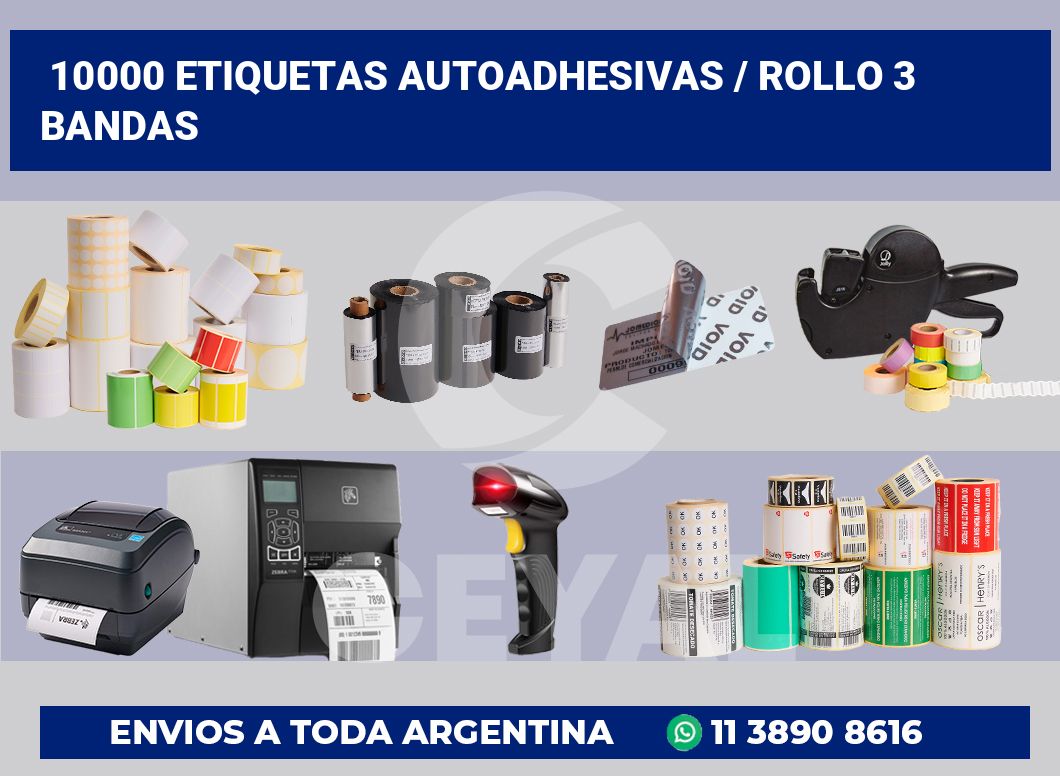 10000 Etiquetas autoadhesivas / rollo 3 bandas