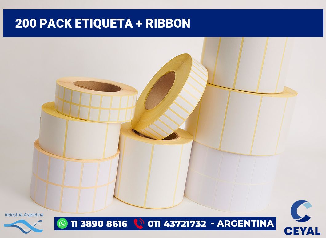 200 Pack etiqueta + ribbon
