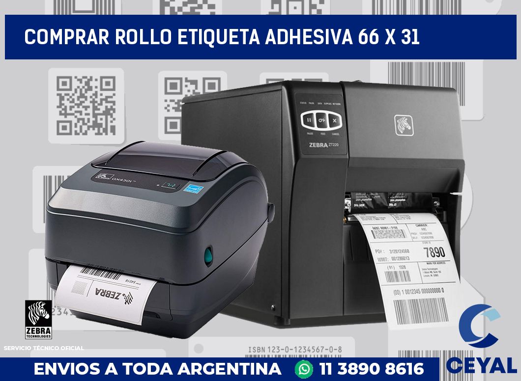 Comprar rollo etiqueta adhesiva 66 x 31