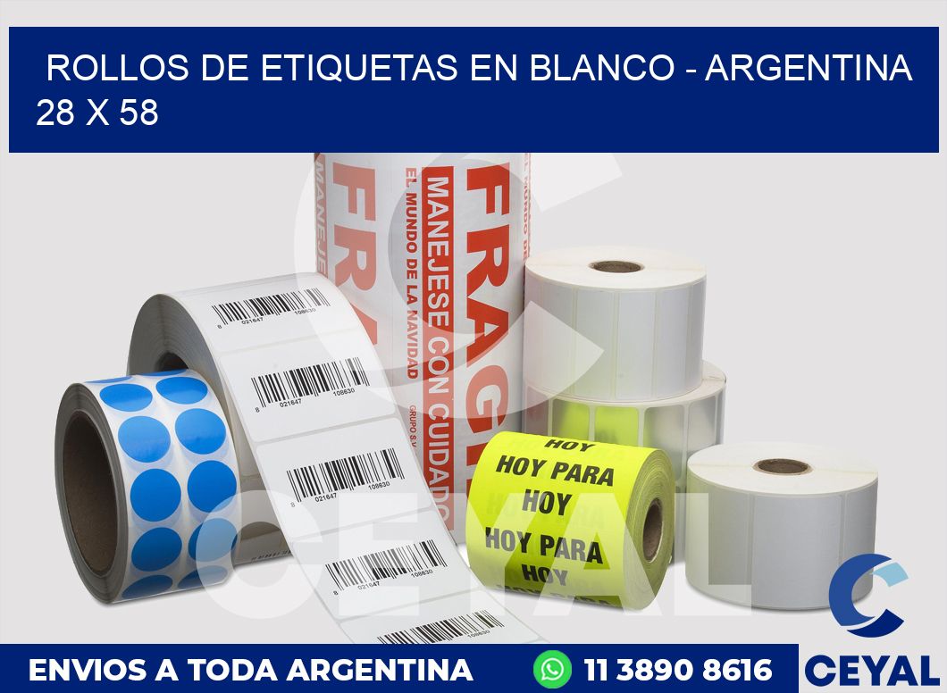 Rollos de etiquetas en blanco - Argentina 28 x 58