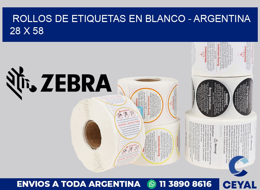 Rollos de etiquetas en blanco - Argentina 28 x 58