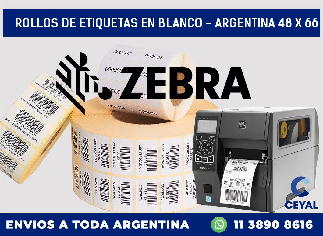 Rollos de etiquetas en blanco – Argentina 48 x 66