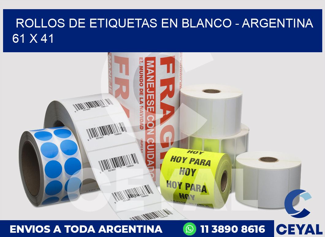 Rollos de etiquetas en blanco - Argentina 61 x 41