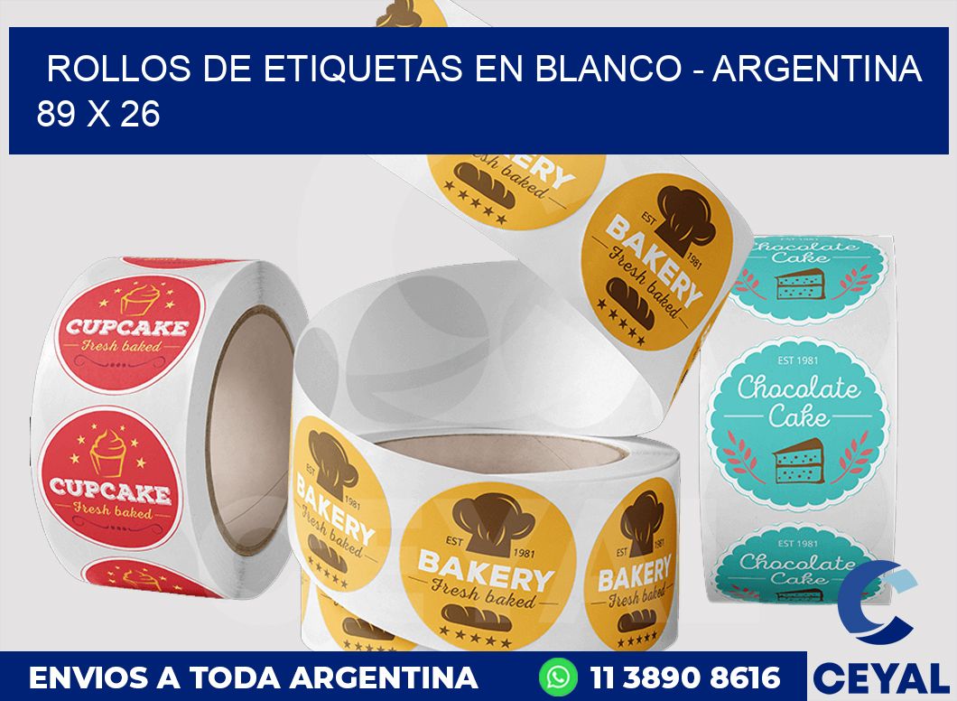 Rollos de etiquetas en blanco - Argentina 89 x 26