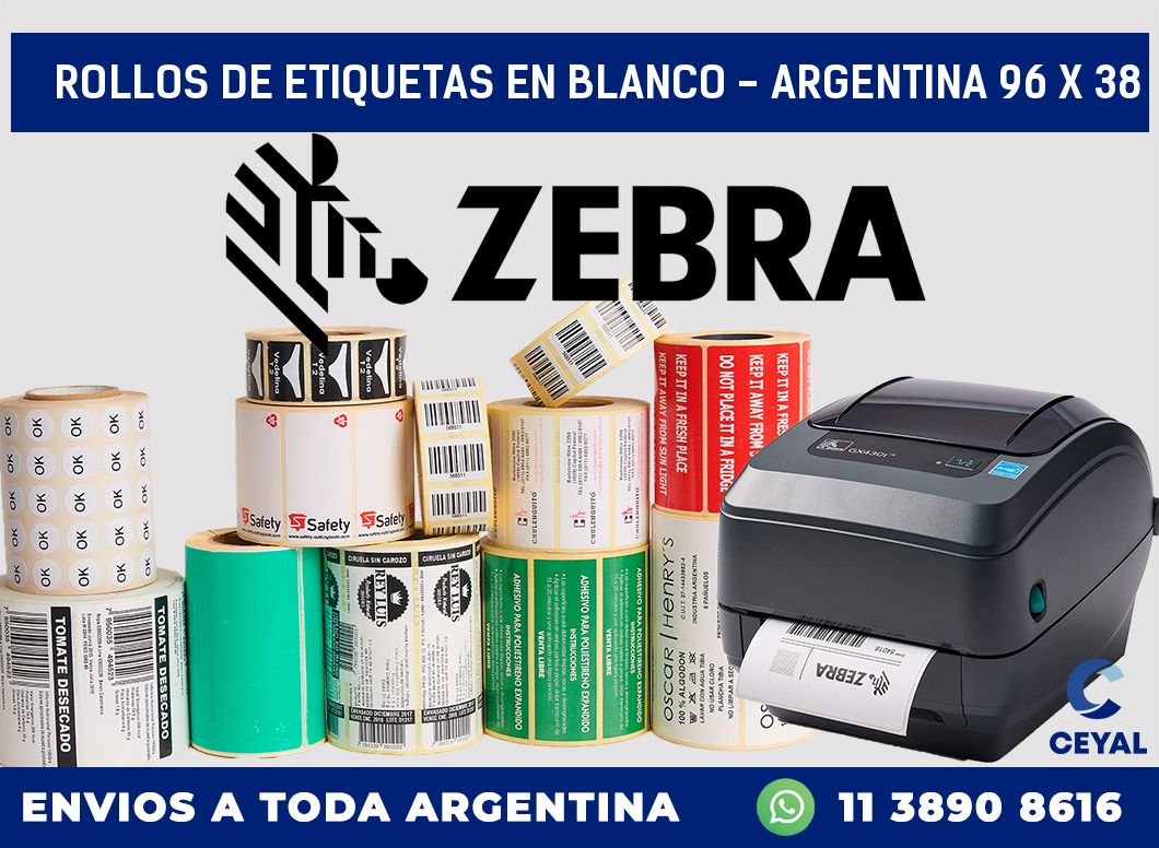 Rollos de etiquetas en blanco – Argentina 96 x 38