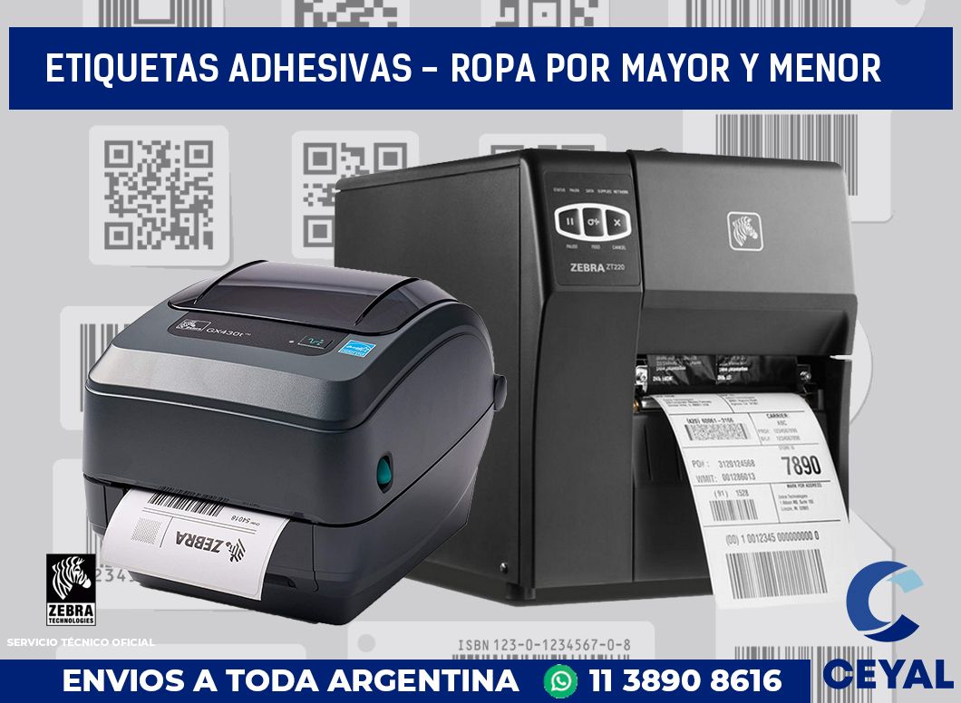 etiquetas adhesivas - ropa por mayor y menor