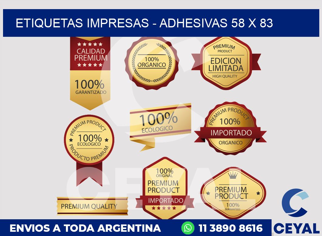 etiquetas impresas - Adhesivas 58 x 83