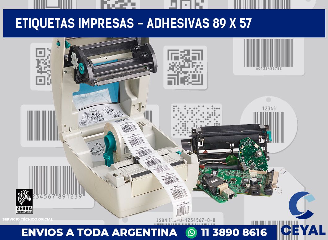 etiquetas impresas - Adhesivas 89 x 57