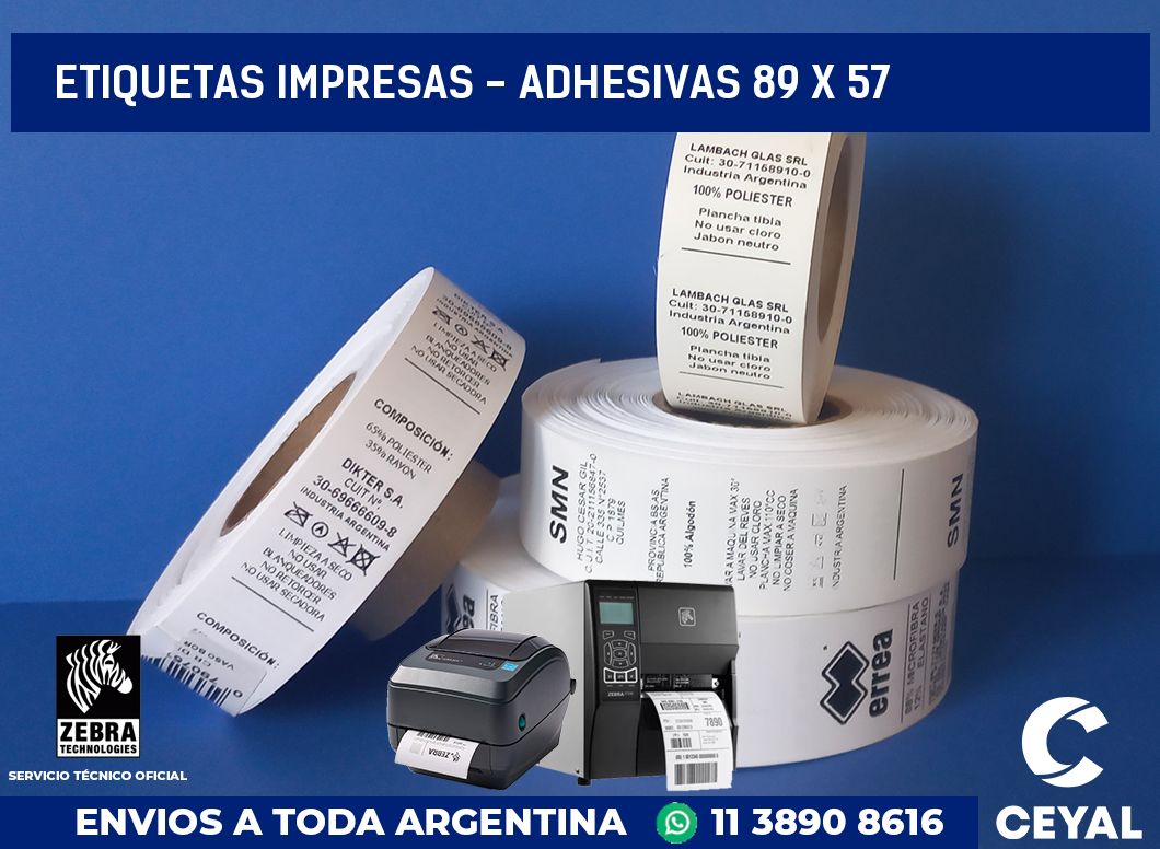 etiquetas impresas - Adhesivas 89 x 57