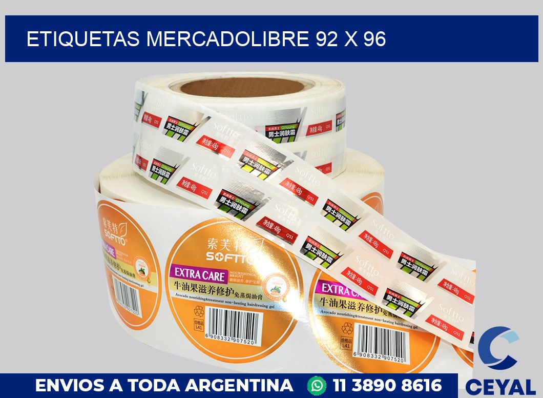 etiquetas mercadolibre 92 x 96