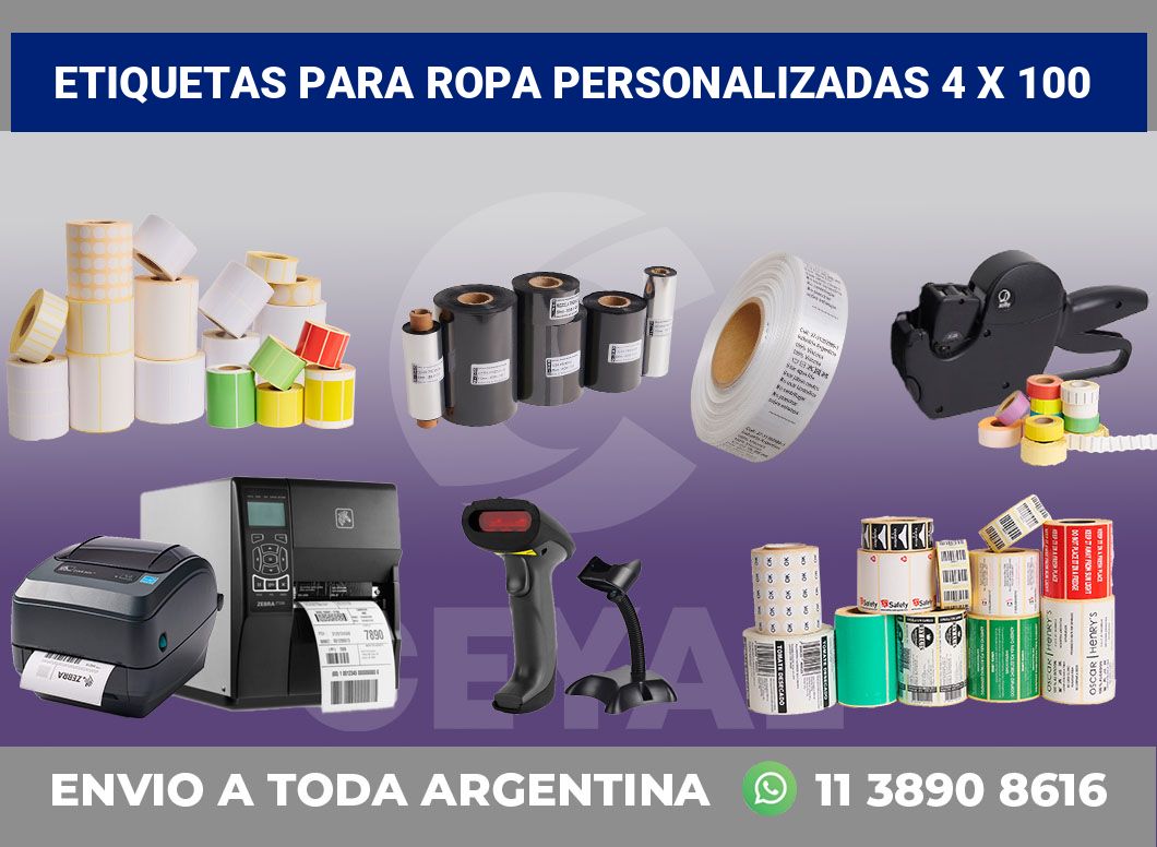 etiquetas para ropa personalizadas 4 x 100