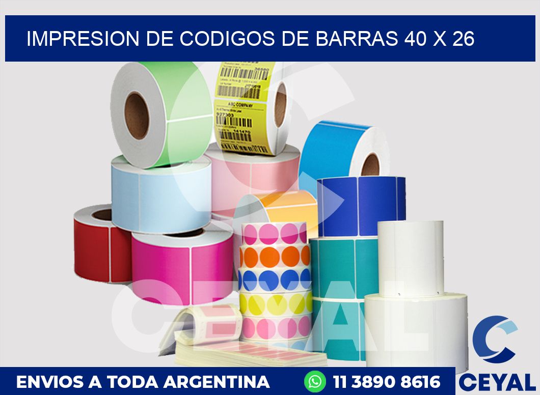 impresion de codigos de barras 40 x 26