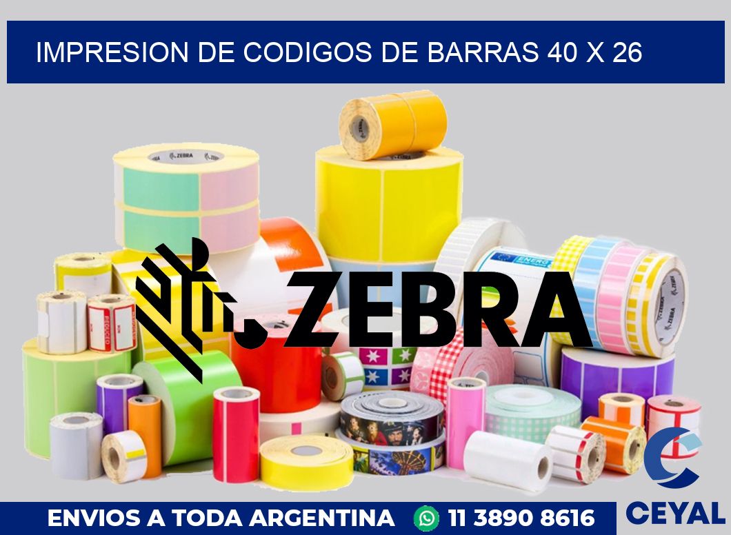 impresion de codigos de barras 40 x 26
