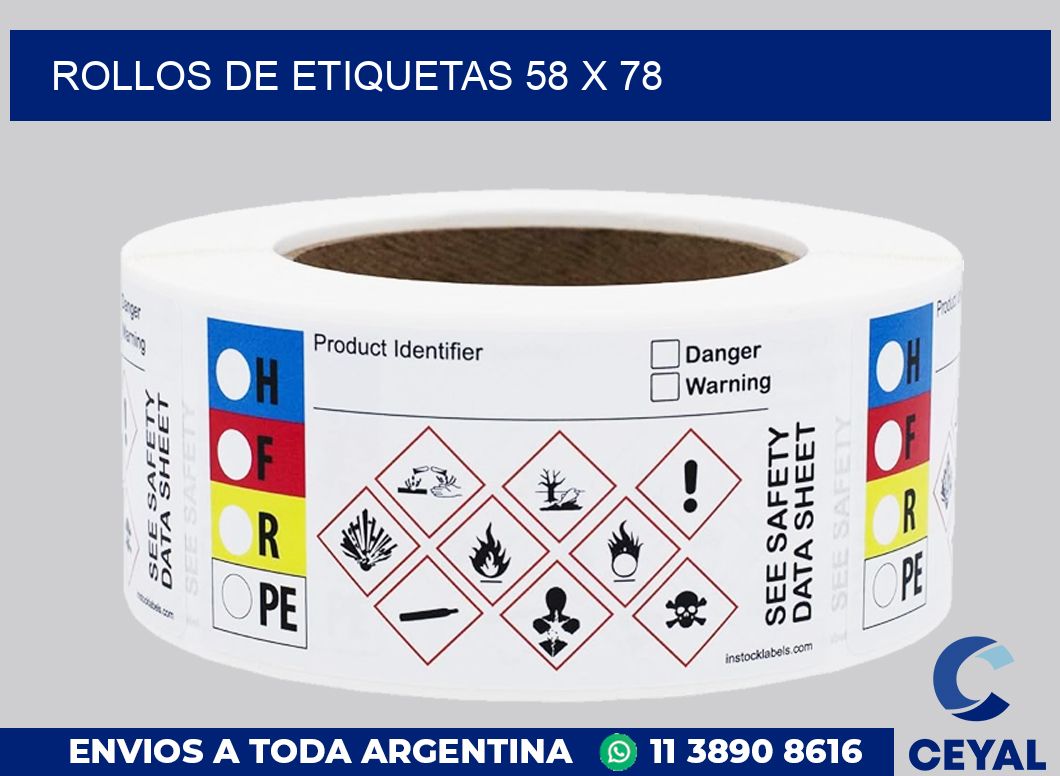 rollos de etiquetas 58 x 78