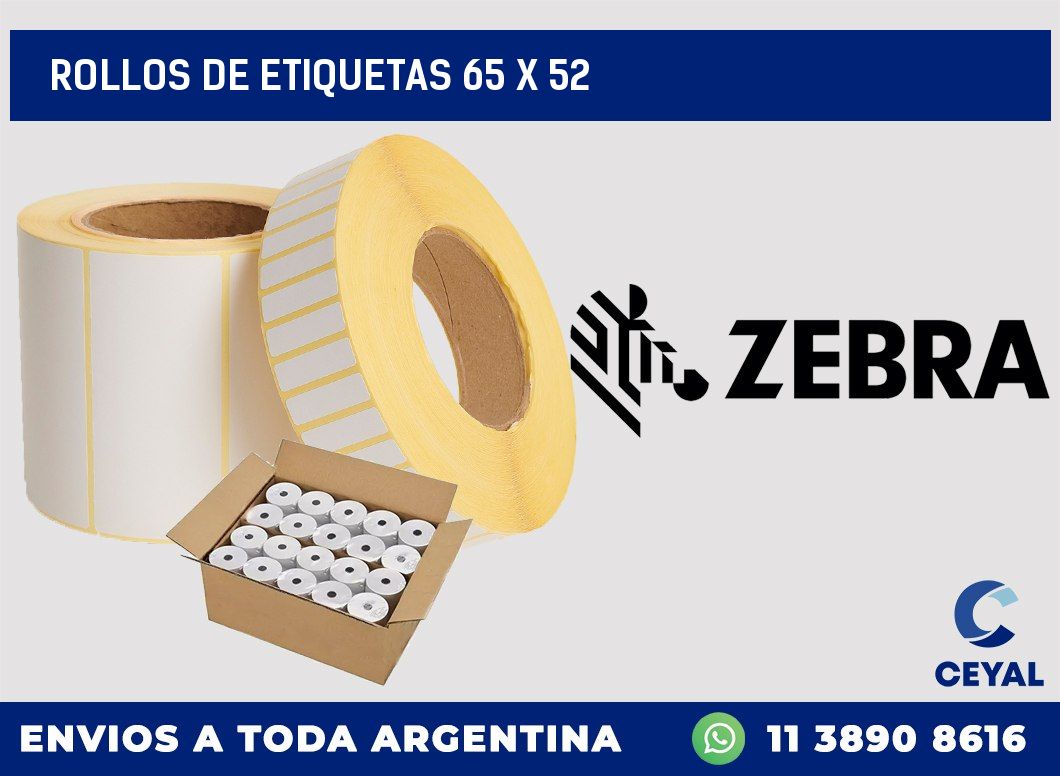 rollos de etiquetas 65 x 52