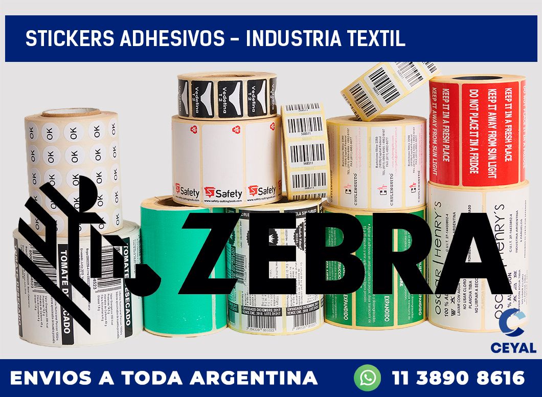 stickers adhesivos - Industria textil