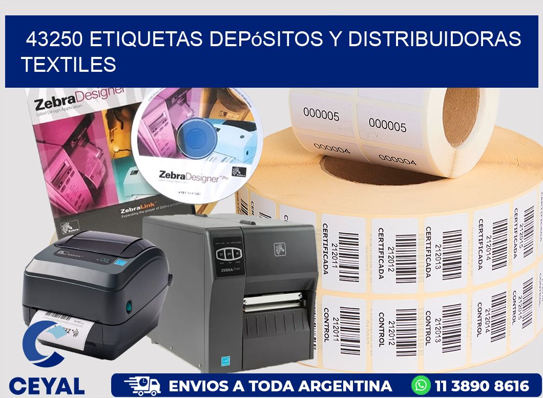 43250 Etiquetas depósitos y distribuidoras textiles