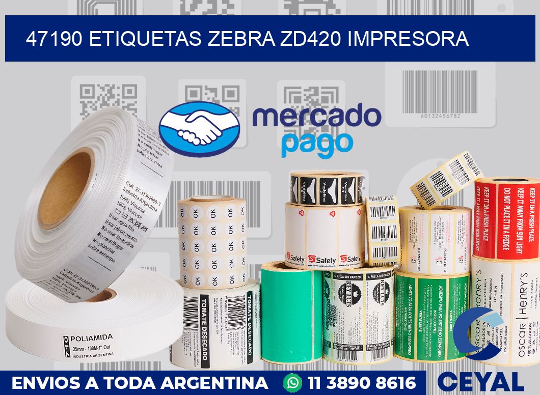 47190 etiquetas Zebra zd420 impresora