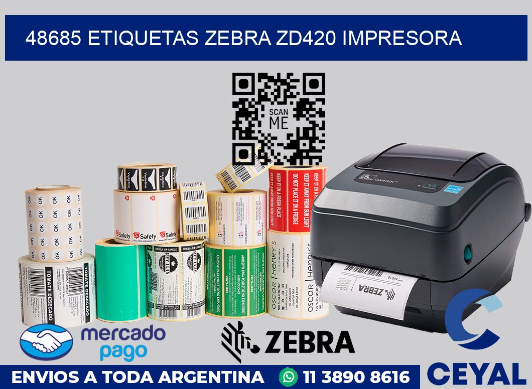 48685 etiquetas Zebra zd420 impresora
