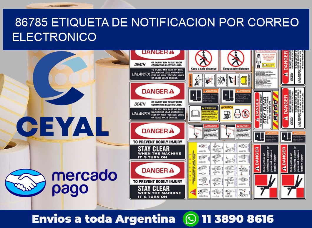 86785 Etiqueta de notificacion por correo electronico