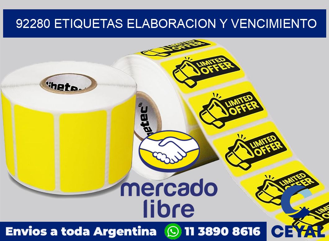 92280 Etiquetas elaboracion y vencimiento