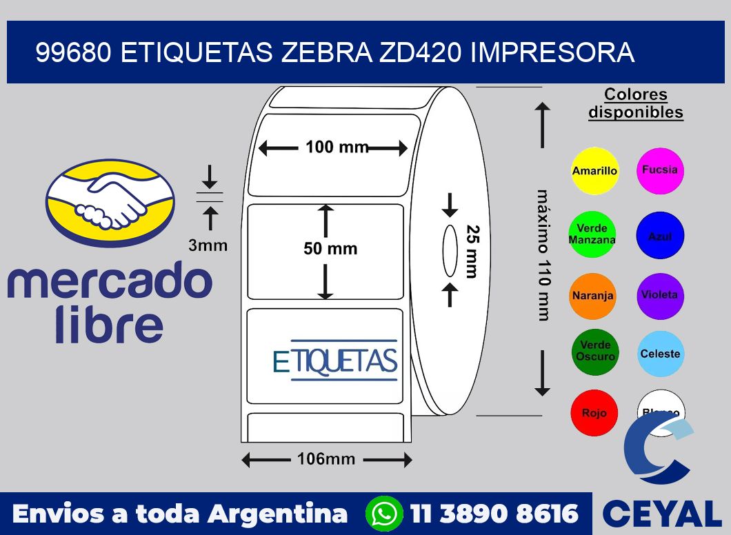 99680 etiquetas Zebra zd420 impresora