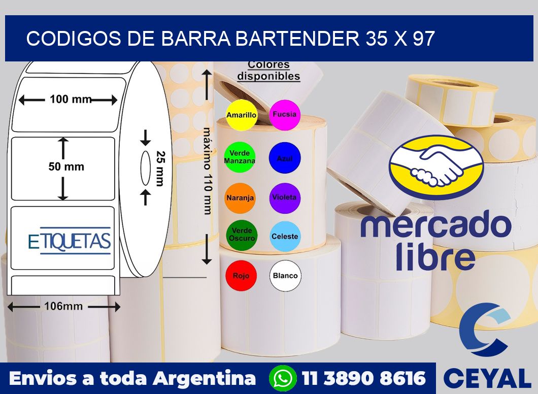 Codigos de barra Bartender 35 x 97