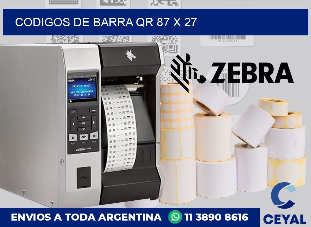 Codigos de barra QR 87 x 27