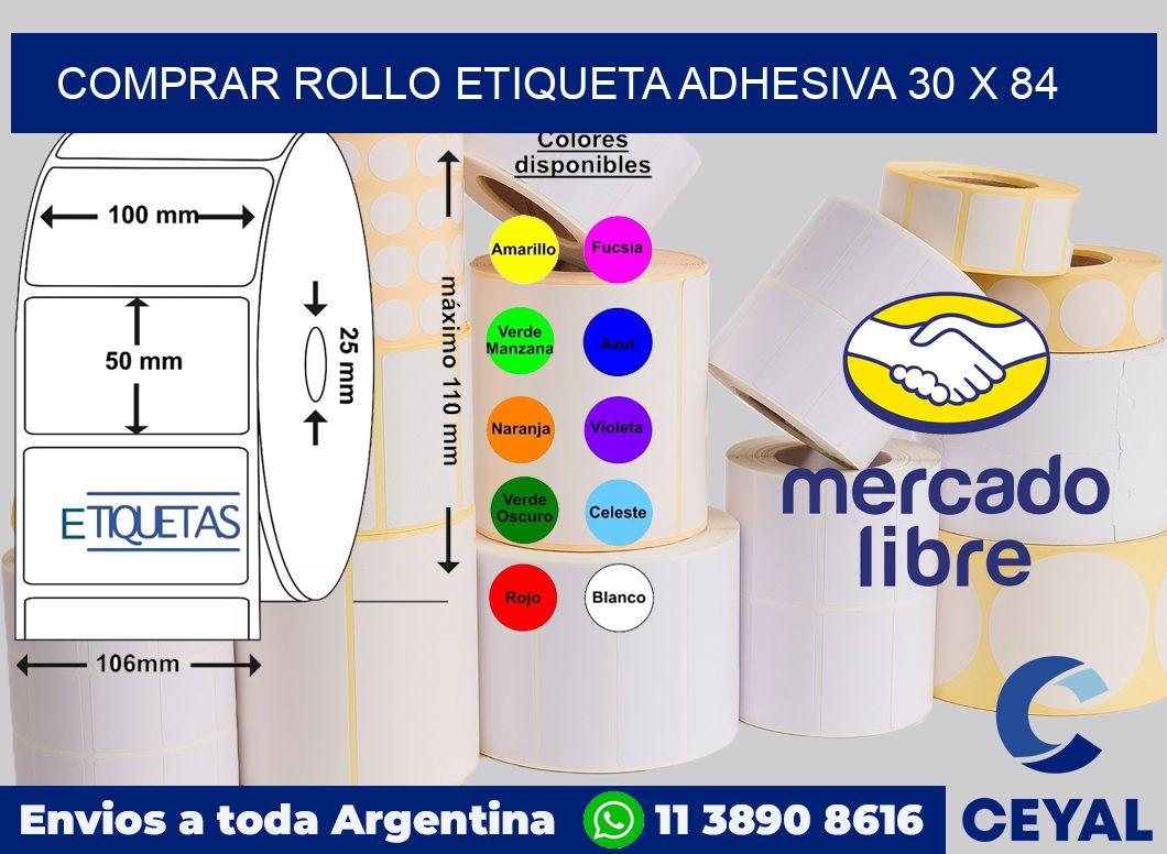 Comprar rollo etiqueta adhesiva 30 x 84