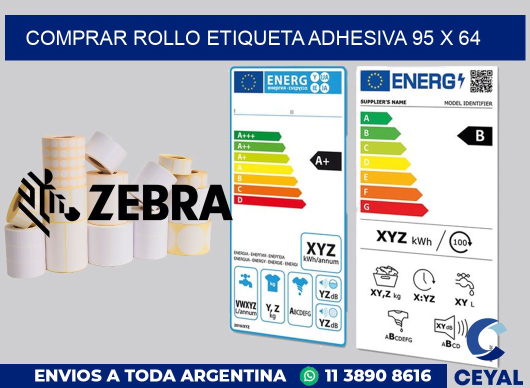 Comprar rollo etiqueta adhesiva 95 x 64