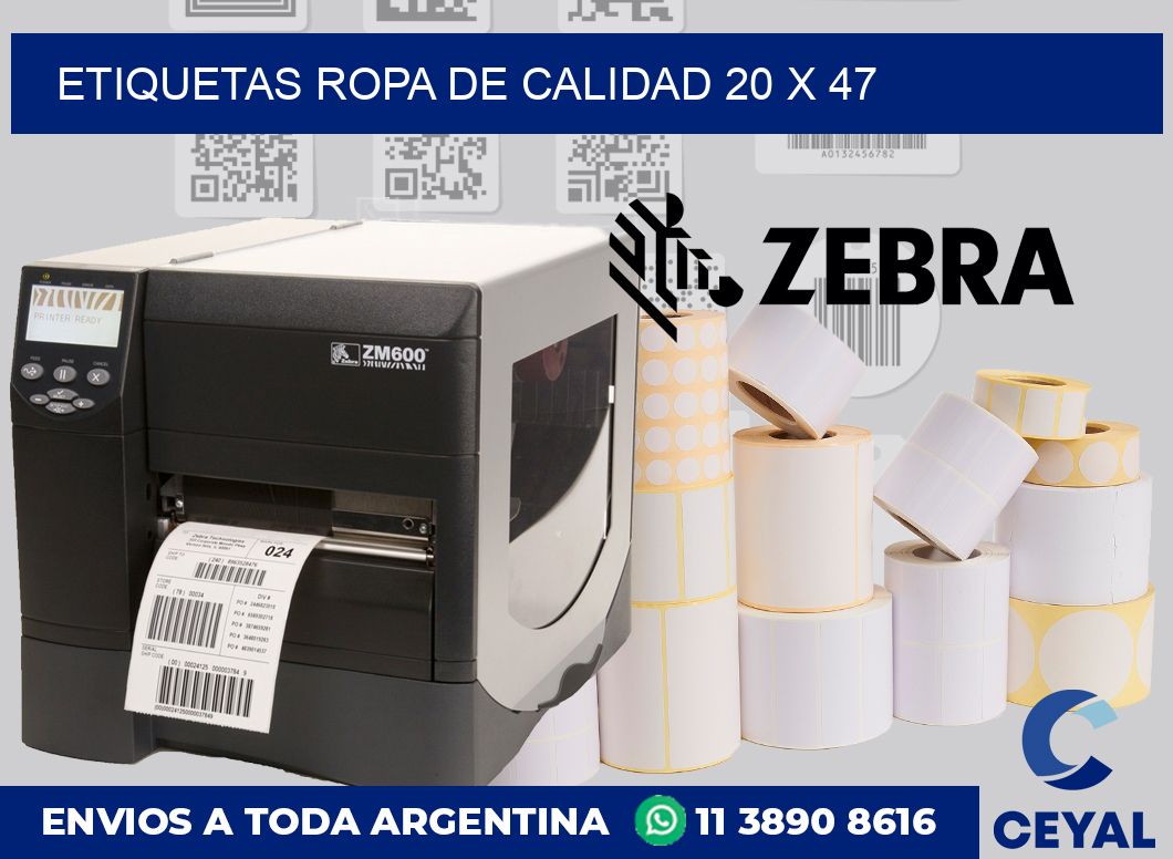 Etiquetas ropa de calidad 20 x 47
